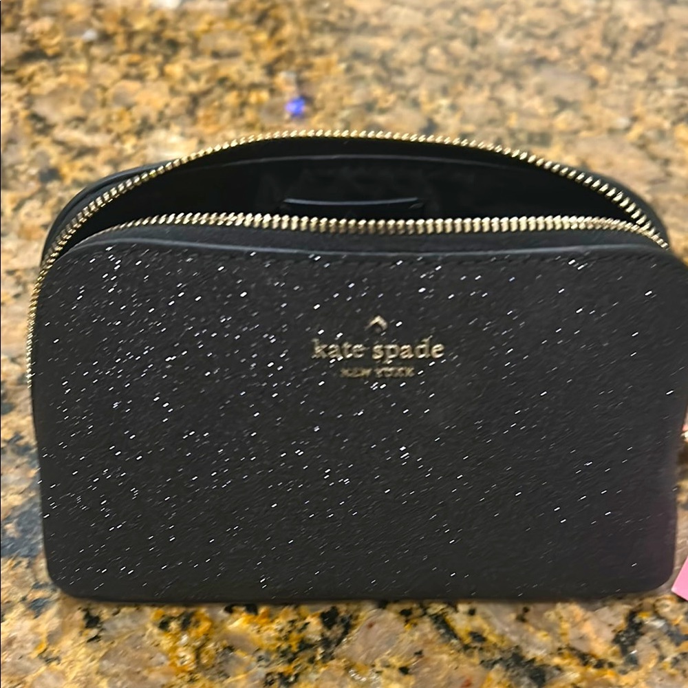 Kate Spade Black Sparkle Cosmetic Case